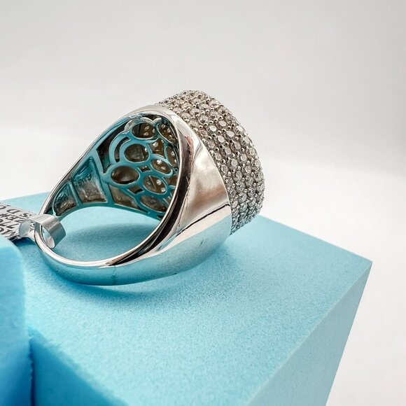 925 Sterling Sliver Moissanite Designer Circle Elevated Ring, 3.77ctw VVS Stones - Picture 5 of 7